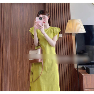 Váy suông xanh tay bèo cho nữ