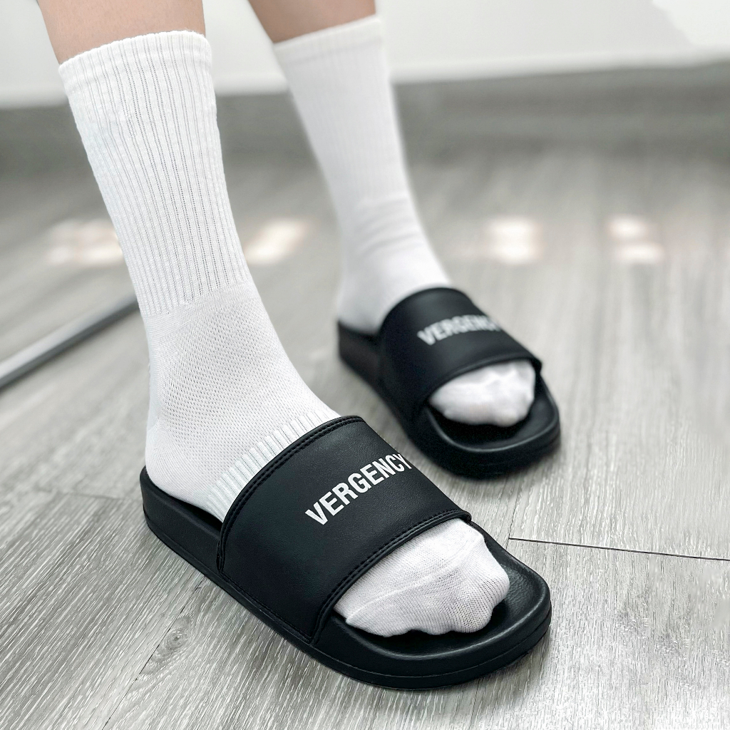 Dép quai ngang Vergency nam nữ Simple/ Black