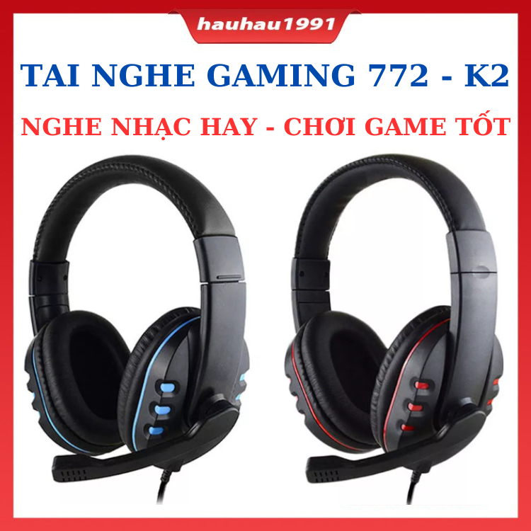 Tai nghe gaming chụp tai K2 Pro có dây và micro cho máy tính/ laptop/ điện thoại, Âm thanh cực đã, Bảo hành 12 tháng