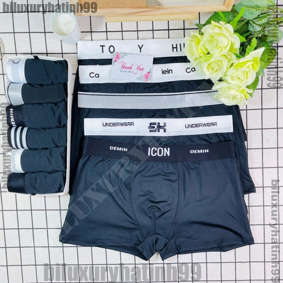 Sét Quần Lót Đùi Nam, Quần Boxer nam MIX mẫu MÀU ĐEN vải thun lạnh, mềm mịn, thoáng mát, co giãn 4 chiều