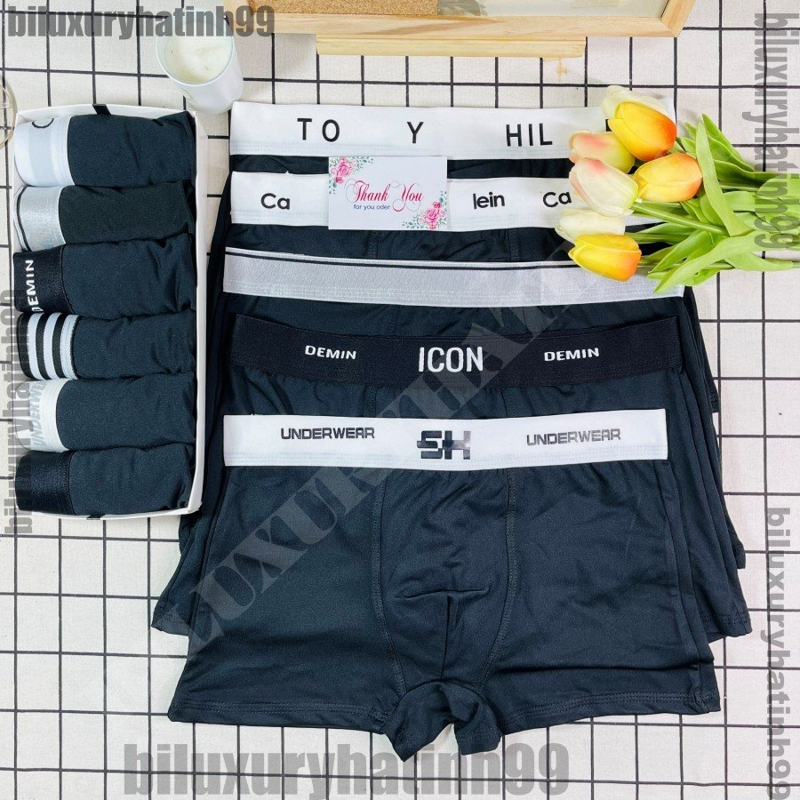 Sét Quần Lót Đùi Nam, Quần Boxer nam MIX mẫu MÀU ĐEN vải thun lạnh, mềm mịn, thoáng mát, co giãn 4 chiều