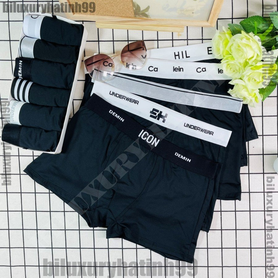 Sét Quần Lót Đùi Nam, Quần Boxer nam MIX mẫu MÀU ĐEN vải thun lạnh, mềm mịn, thoáng mát, co giãn 4 chiều