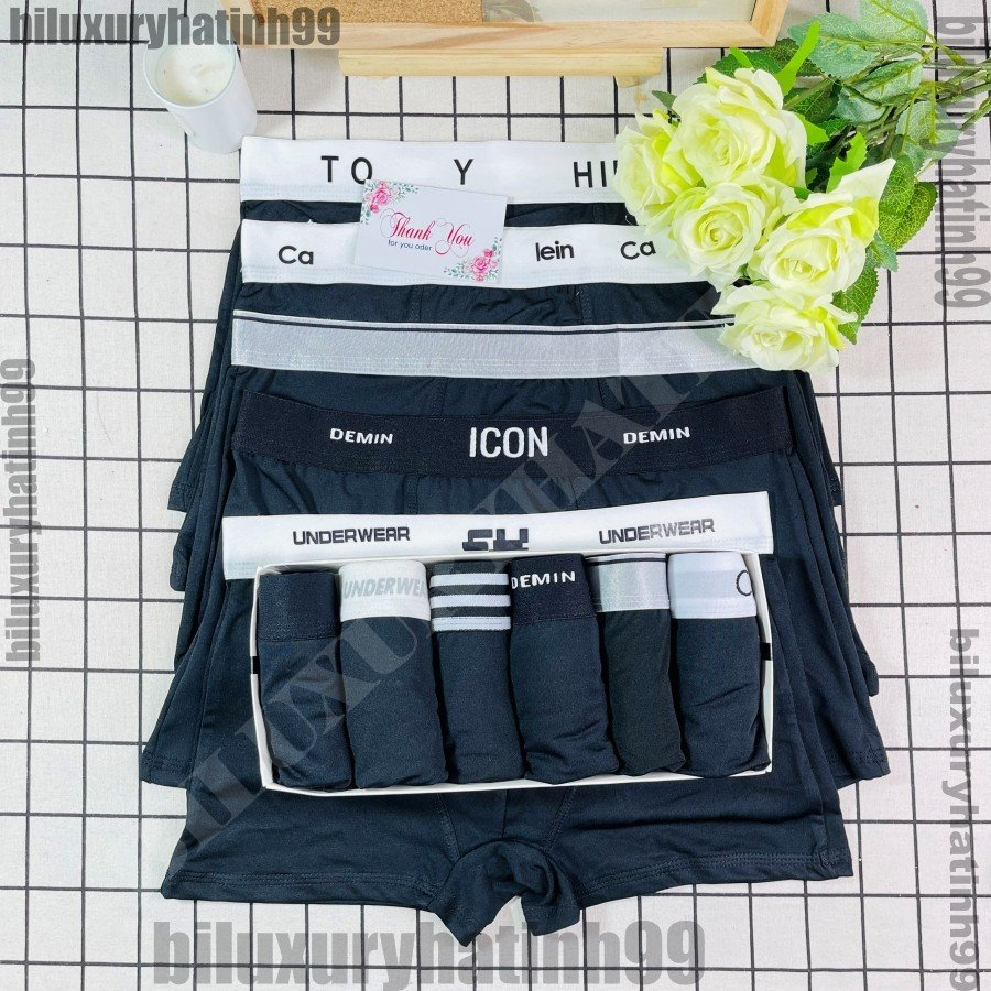 Sét Quần Lót Đùi Nam, Quần Boxer nam MIX mẫu MÀU ĐEN vải thun lạnh, mềm mịn, thoáng mát, co giãn 4 chiều