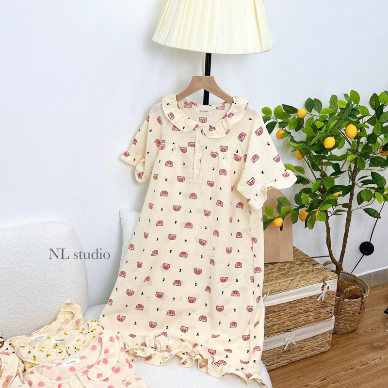 Váy Ngủ, Đầm Ngủ, Đồ Mặc Nhà Vải Xốp Nhăn Màu Pastel Freesize <60kg | BigBuy360 - bigbuy360.vn