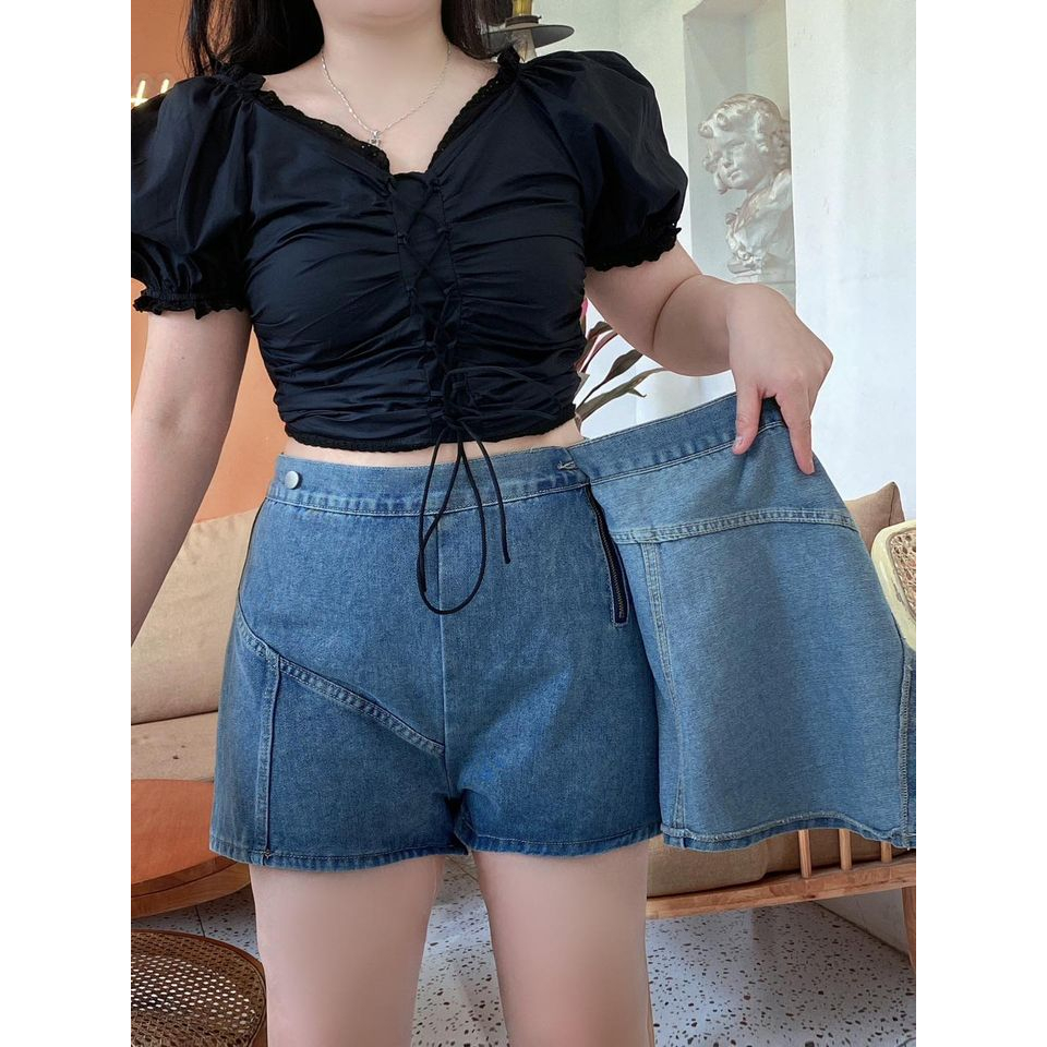 Quần jean giả váy BIGSIZE 55-95KG 3 khuy vạt chéo M523