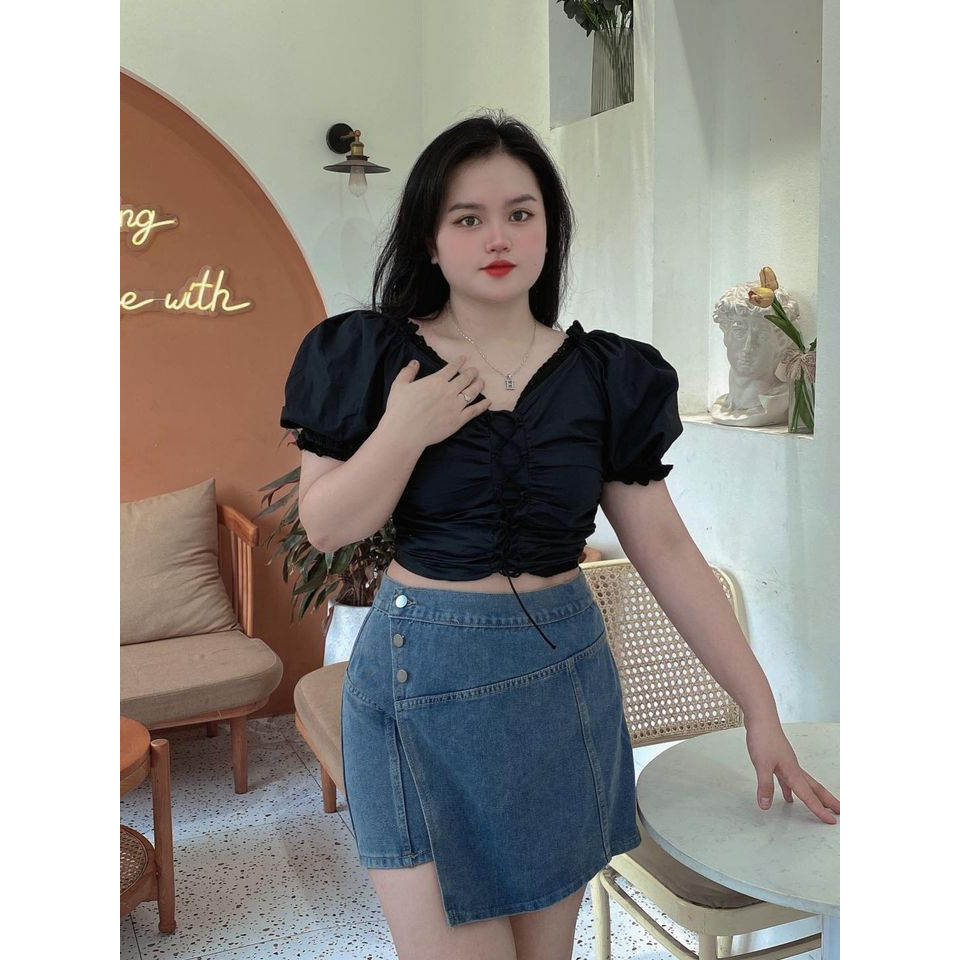 Quần jean giả váy BIGSIZE 55-95KG 3 khuy vạt chéo M523