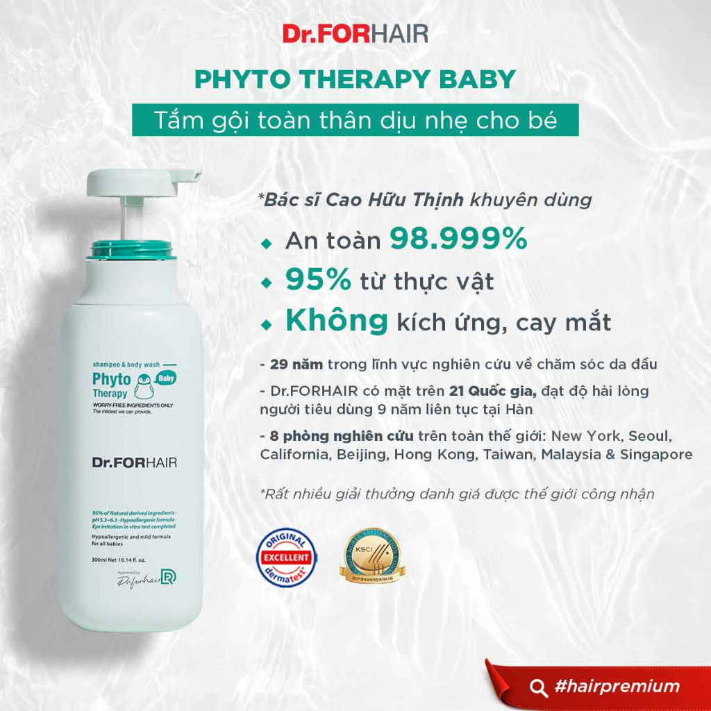 Combo gội cho mẹ và tắm gội cho bé chiết xuất từ thực vật Dr.FORHAIR Original Shampoo x Therapy Baby Shampoo & Body Wash