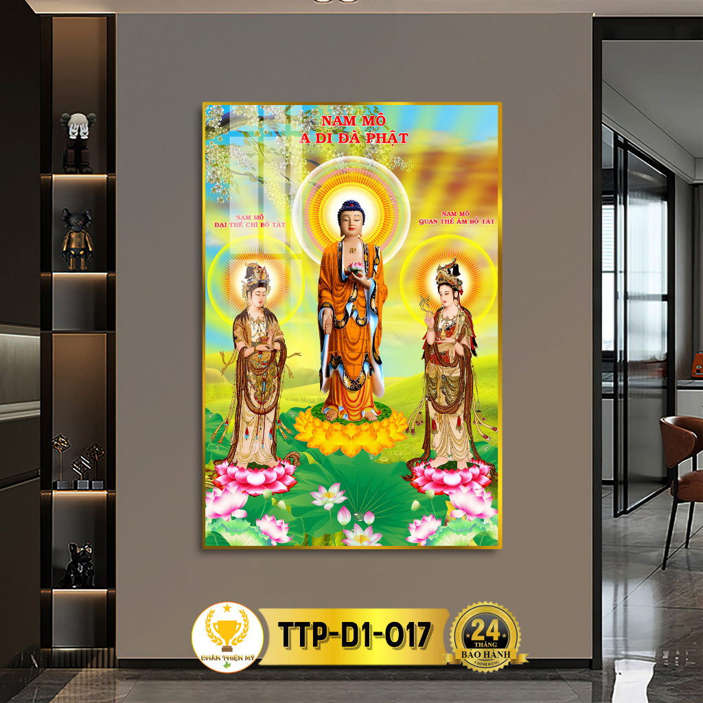 Tranh Phật Treo Tường Tráng Gương Tam Thế Phật CHÂN THIỆN MỸ, Quà Tặng, Trang Trí Phòng Thờ CTTP-D1-001