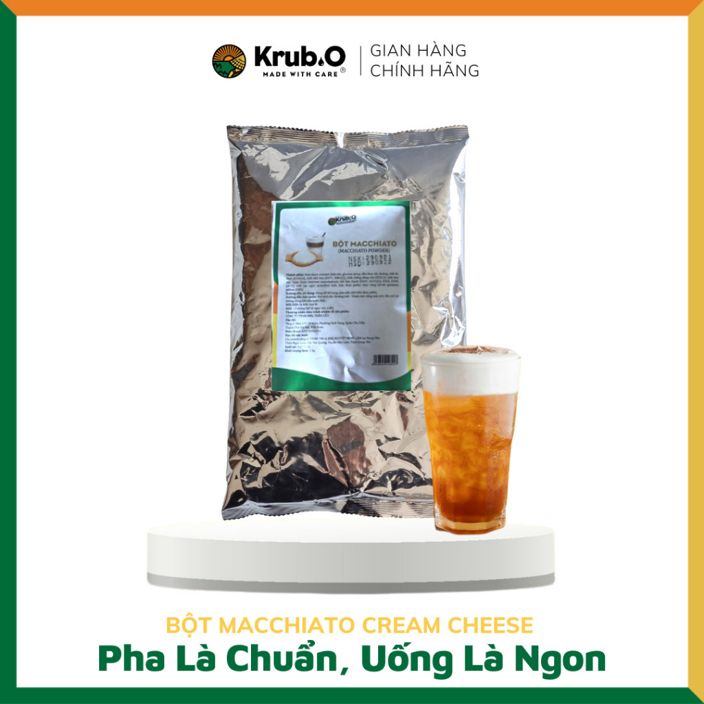 Bột làm kem Macchiato (kem phô mai/ milk foam) gói 1kg - HSD T1/2024 - Thương hiệu Krub.O - Nguồn nông sản thuần Việt