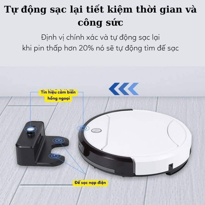 (HOT) Robot Hút Bụi Sạc Tự Động Cao Cấp D502 Cảm Biến Thông Minh, Tự Động Lưu Trữ Bản Đồ Làm Việc Hiệu Quả