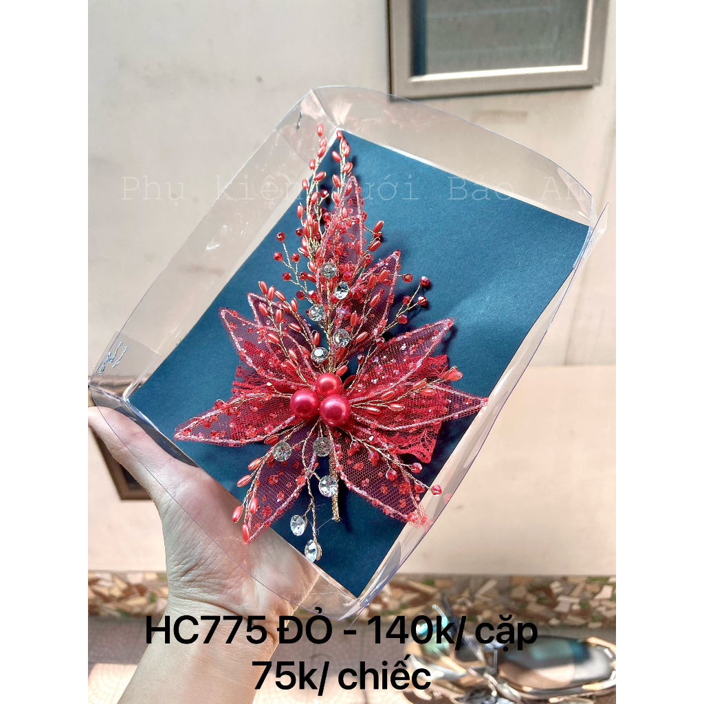 Hoa cài tóc cô dâu HC775 ĐỎ