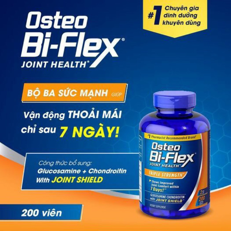 Osteo Bi-Flex Joint Health bổ sung Glucosamine, Chondroitin, MSM, Collagen, HA, Chai 200 viên