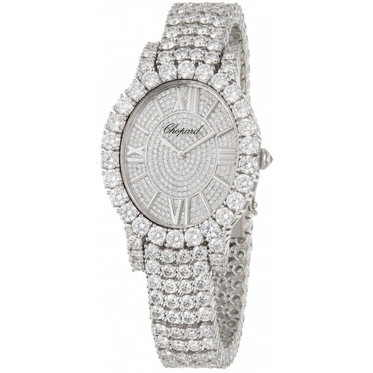 Đồng hồ nữ C.h.o.p.a.r.d l-heure-du-diamant-medium-oval đậm chất cổ điển và sang trọng dây full đá cực đẹp