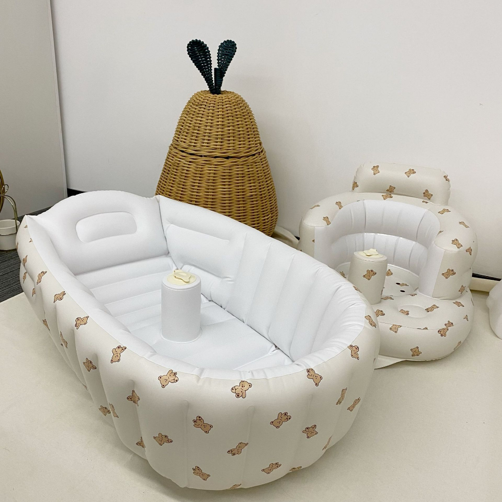 Chậu Tắm Hơi Gấp Gọn Có Rãnh Chống Trượt Playing Cho Bé, Phao Tắm Hơi Tiện Lợi Phong Cách Hàn Quốc Dễ Thương Lamkids
