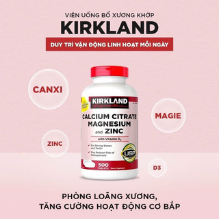 VIÊN UỐNG KIRKLAND SIGNATURE CALCIUM CITRATE MAGNESIUM AND ZINC chai 500 viên