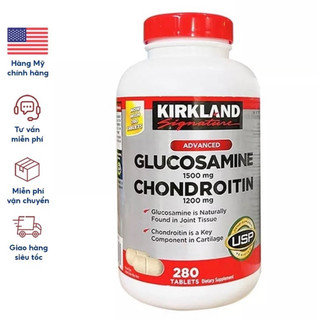 [DATE 2027] Viên Uống Kirkland Signature Glucosamine 1500mg Chondroitin 280 Viên