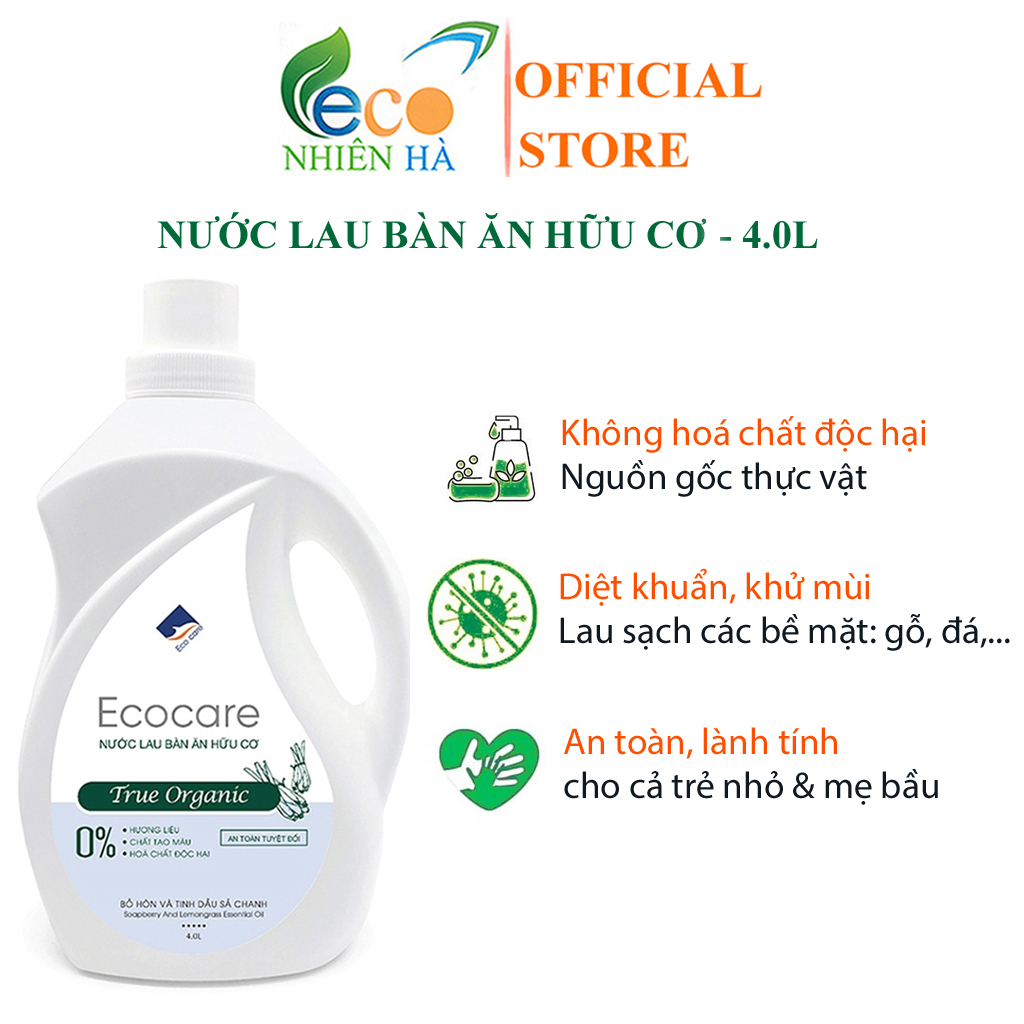 Nước lau kính ECOCARE 4L tinh dầu thiên nhiên, lau bàn ăn lau bếp đuổi muỗi khử khuẩn