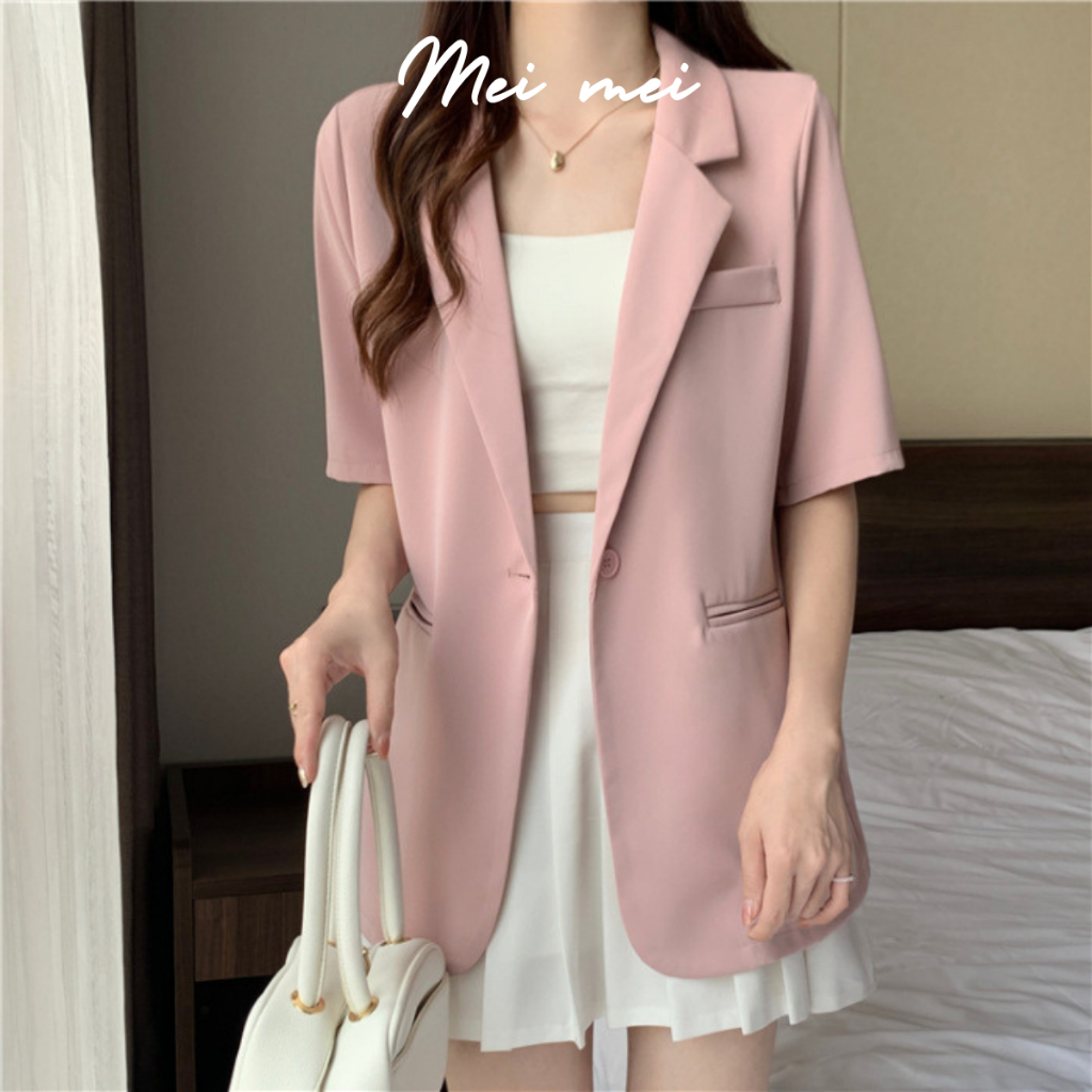 Blazer nữ cộc tay nhiều màu túi thẳng Vest Meimei B5