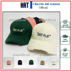 Mũ lưỡi trai nam rách, Nón kết nam nữ thêu chữ JUST PLAY kiểu rách tua rua chất kaki, đầy đủ 4 màu NR02 - HAT Style