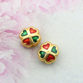 Charm cỏ 4 lá sơn 2 màu - KL184