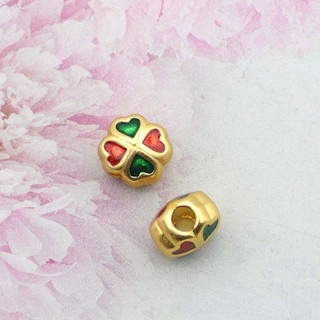 Charm cỏ 4 lá sơn 2 màu - KL184