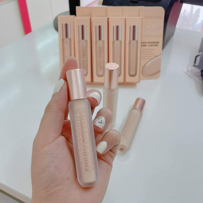Kem che khuyết điểm Sivanna Colors Skin Concealer HF187 che phủ khuyết điểm , lâu trôi, bền màu kèm cọ