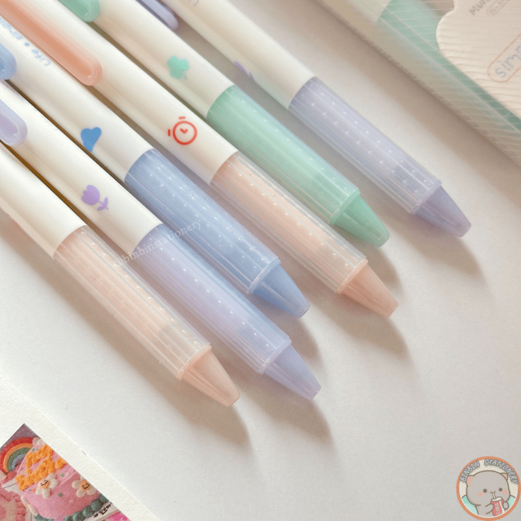 Bút gel MURA Simple Life bản Pastel ngọt ngào, đệm tay cao su, mực đen. ngòi kim 0.5mm BMR-8129