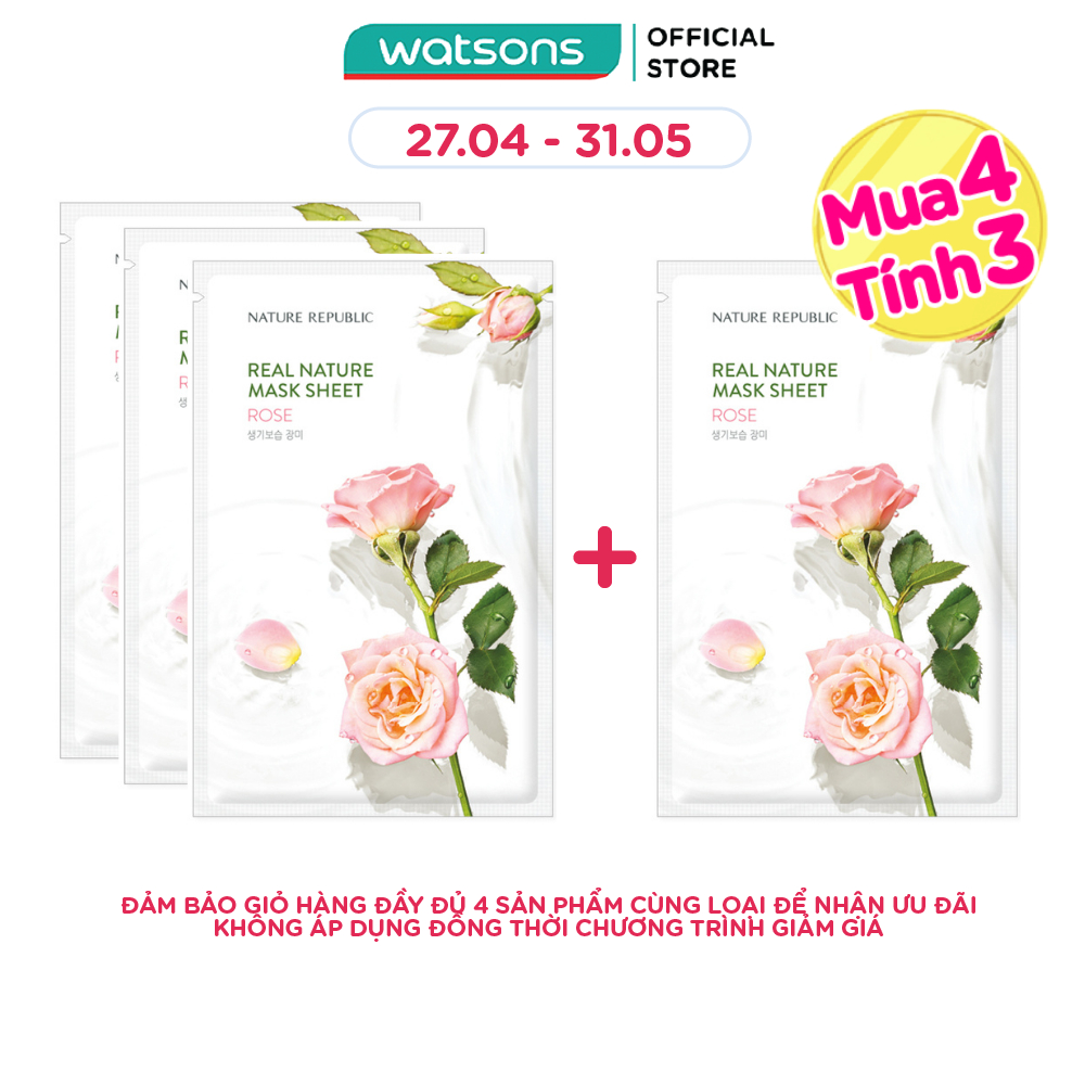 Mặt Nạ Giấy Nature Republic Chiết Xuất Hoa Hồng Tự Nhiên Real Nature Rose Mask 23ml