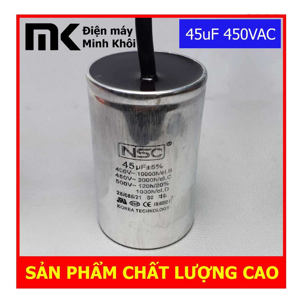 Tụ 45uf nhôm NSC - Tụ cho các loại động cơ