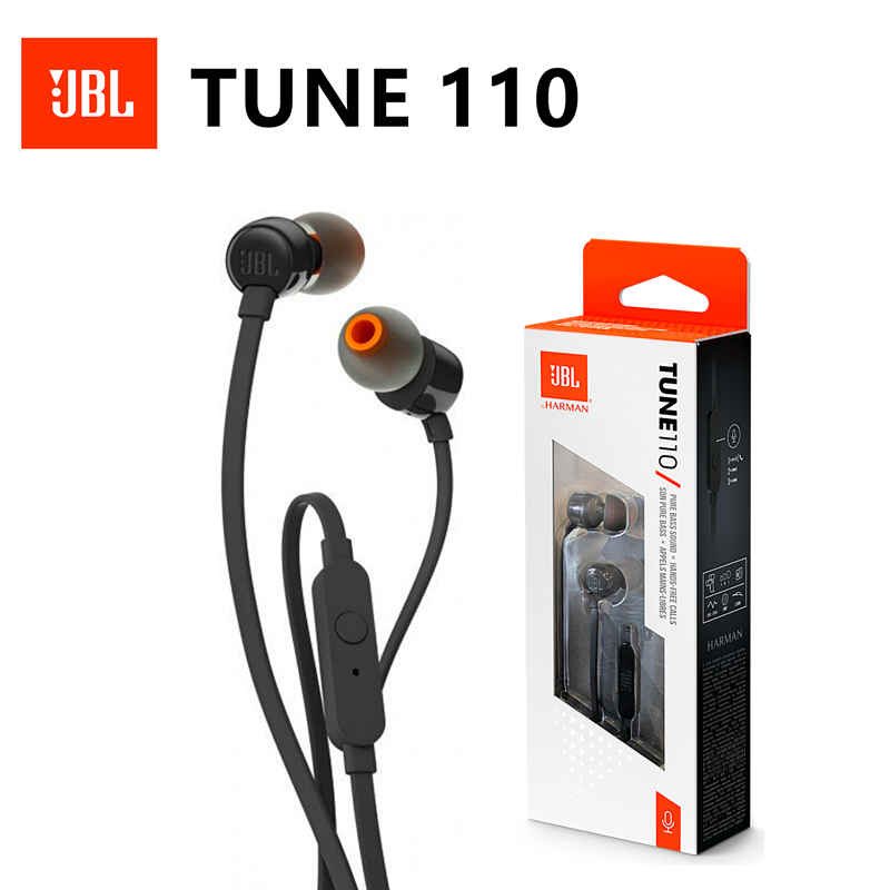 Tai nghe dây JBL TUNE 110 có mic, jack cắm 3.5mm cáp chất lượng cao