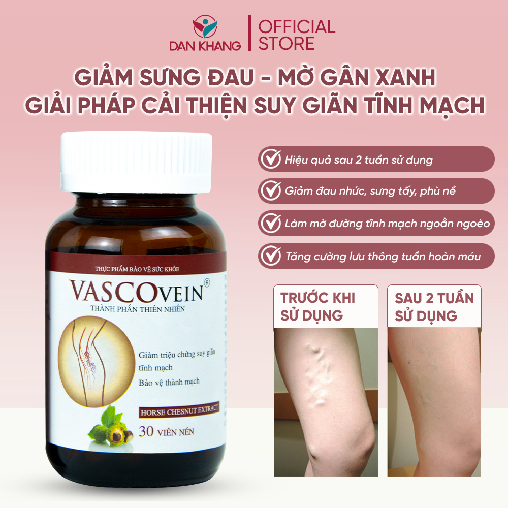 Viên Uống Hỗ Trợ Cải Thiện Bệnh Suy Giãn Tĩnh Mạch Vascovein Hộp 30 viên