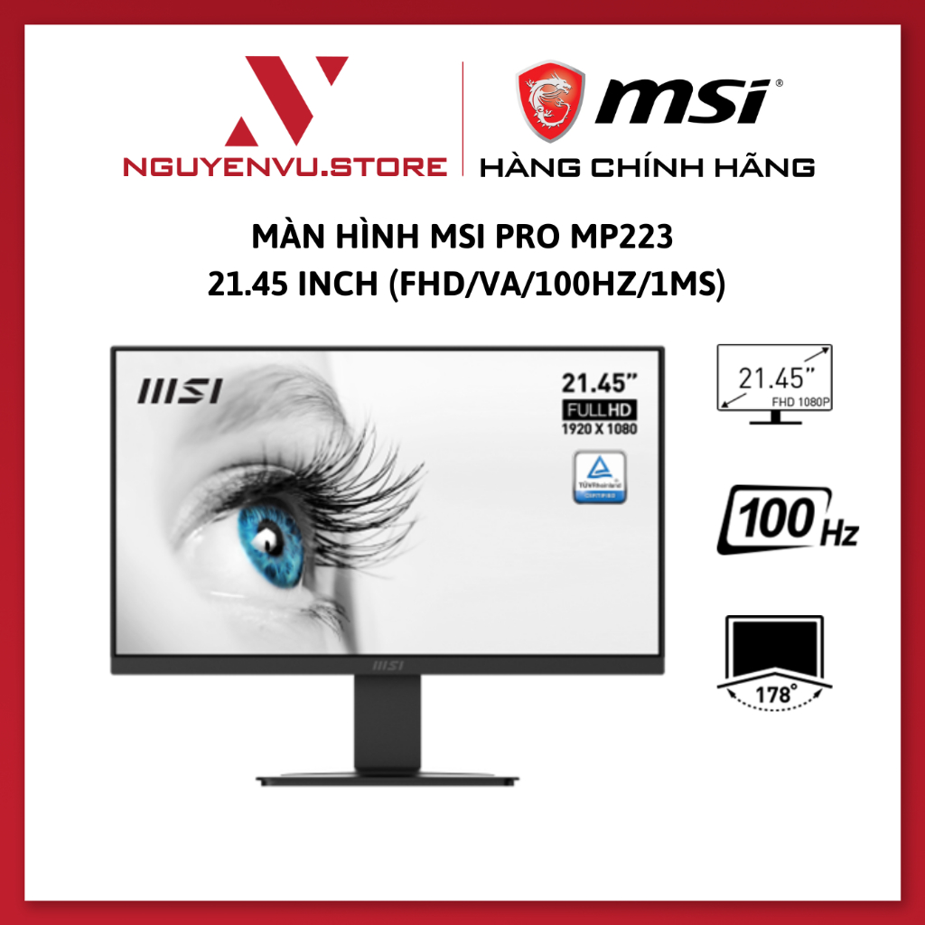 Màn hình máy tính MSI PRO MP223 21.45 Inch (FHD/VA/100Hz/1ms) - Hàng chính hãng | BigBuy360 - bigbuy360.vn