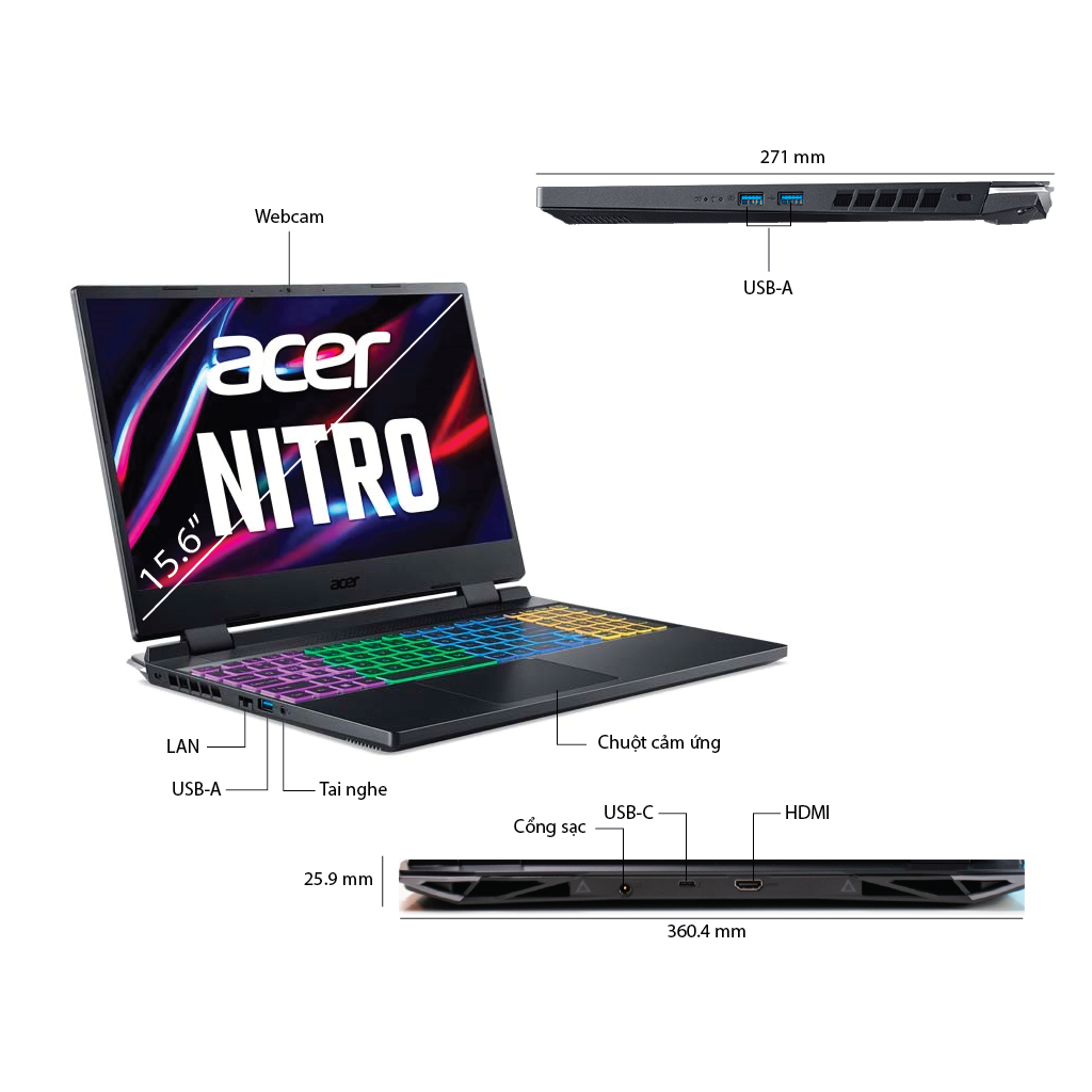 Laptop Acer Gaming Nitro 5 Tiger - sức mạnh Intel thế hệ thứ 12