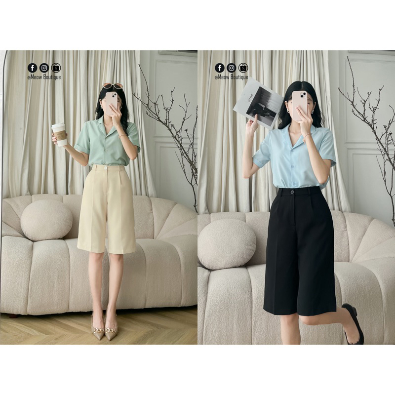 Quần ngố lửng ống suông mùa hè Meow Boutique
