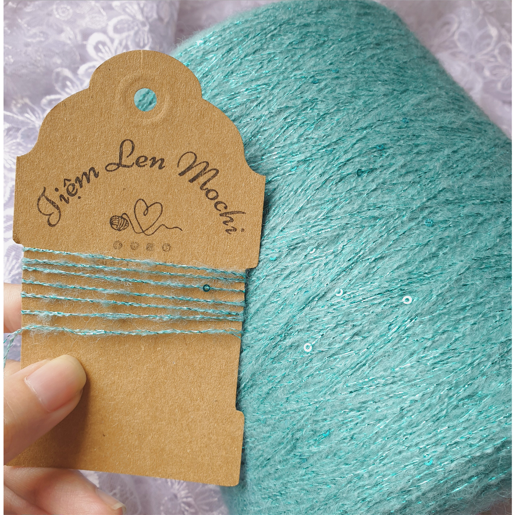 Sợi Mohair ánh nhũ hạt cườm siêu hot