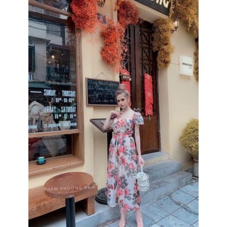 🌺dpk234261520 đầm maxi hoa cổ vuông🌺