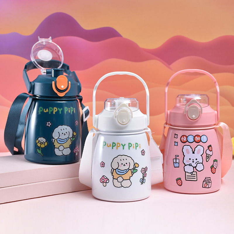Bình giữ nhiệt Ulike 1000ml Fan House bình nước có ống hút inox 304 giữ nhiệt 12h tặng Sticker trang trí