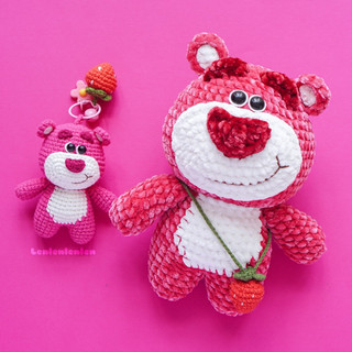 SET LEN MÓC GẤU DÂU LOTSO (SET NHUNG/SET MÓC KHOÁ)