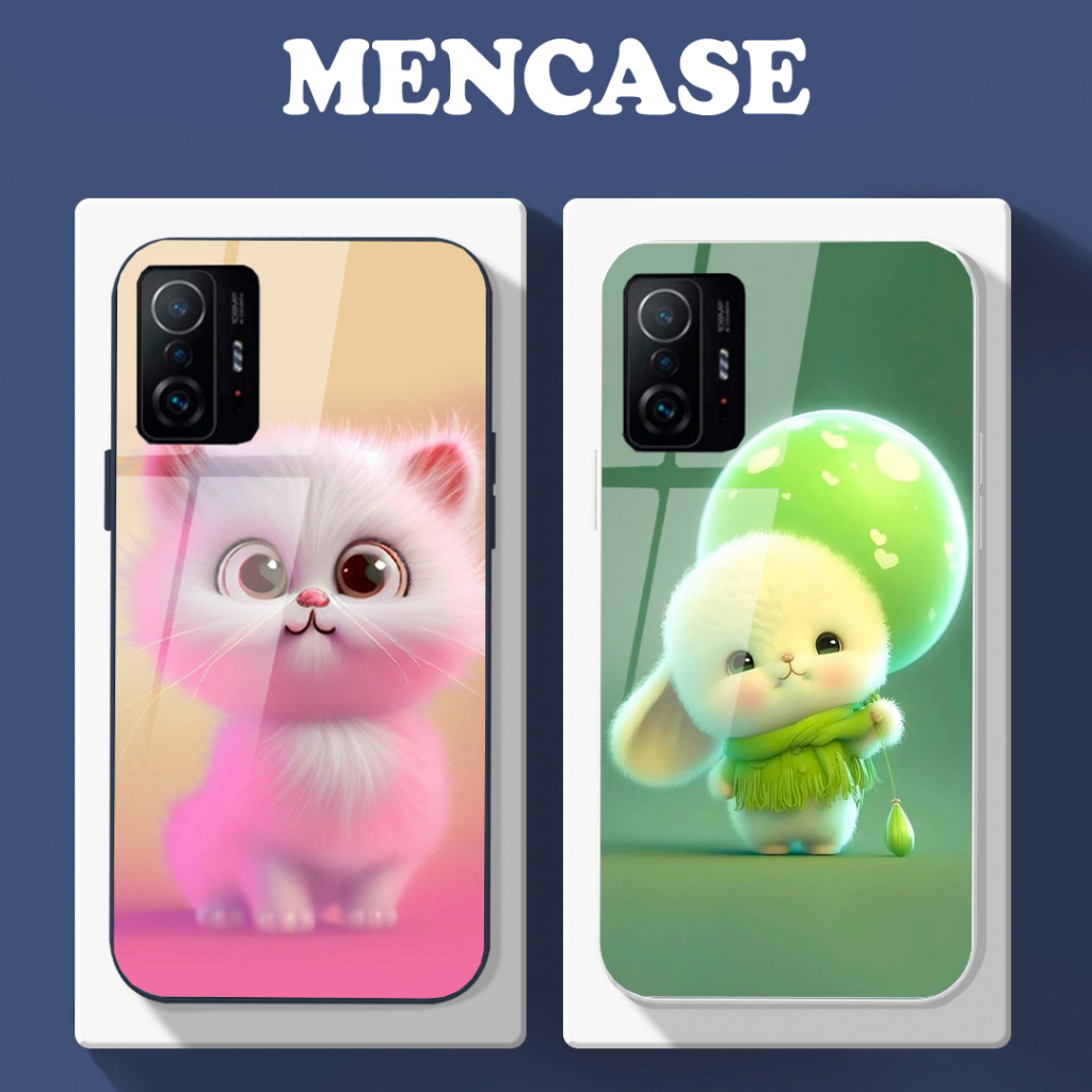 Ốp Lưng XIAOMI 11T 5G, 11T PRO 5G mặt kính in hình gấu dễ thương