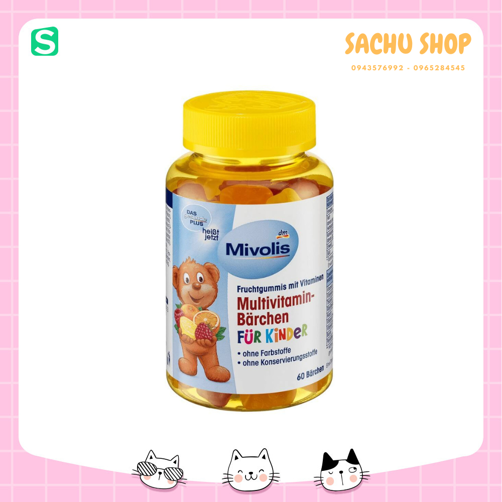 Kẹo Gấu Multivitamin Barchen Bổ Sung Vitamin Tổng Hợp Cho Trẻ Vị Trái Cây, Mivolis Đức, 60 Viên