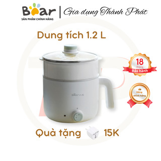 Nồi điện đa năng mini Bear DRG-E12W2, 1.2 lít, dùng để nấu lẩu, chiên, xào, hấp, luộc,nồi lẩu điện, nồi hấp điện