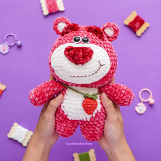 SET LEN MÓC GẤU DÂU LOTSO (SET NHUNG/SET MÓC KHOÁ)