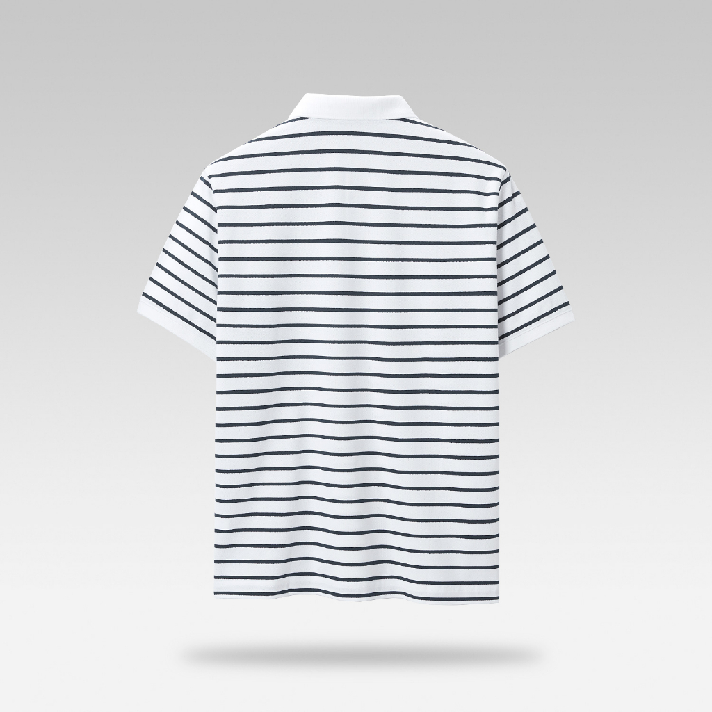 HLA x Qee - Áo thun POLO nam kẻ sọc mảnh cotton lạnh Qee pattern on chest striped cotton Polo Shirt