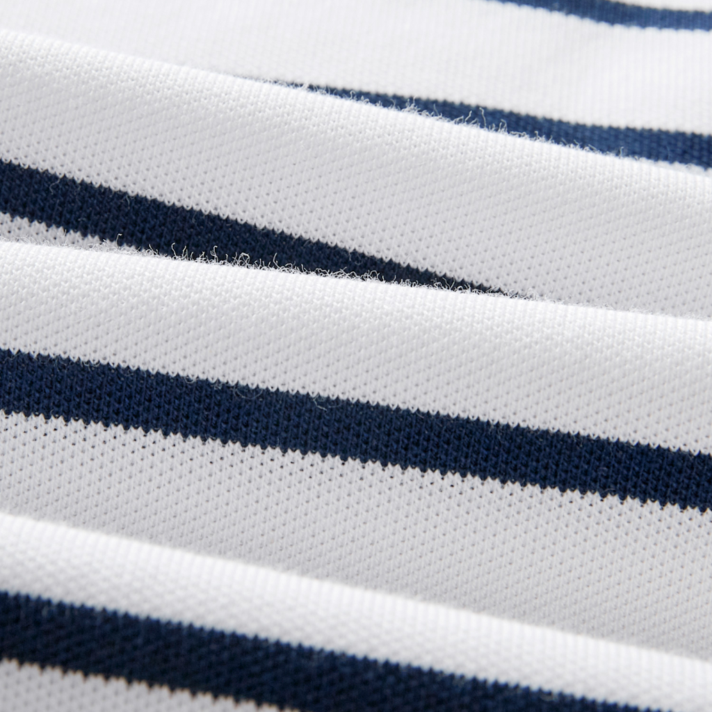 HLA x Qee - Áo thun POLO nam kẻ sọc mảnh cotton lạnh Qee pattern on chest striped cotton Polo Shirt