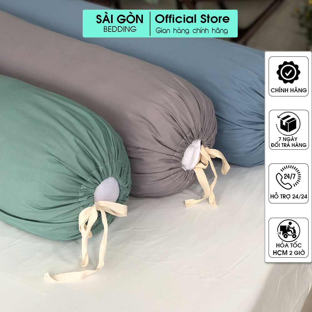 Vỏ Gối Ôm Cotton Tici SÀI GÒN- Bedding kích thước 35x100cm Lồng Được Ruột Đơn Màu Sang Trọng