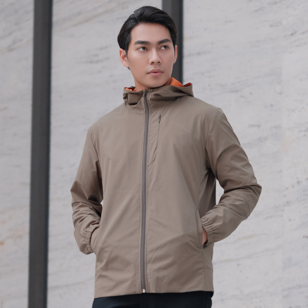 JK010-2 Áo Khoác Thể Thao Nam Running Jacket DOCAS Vải AirSense 2 Lớp Xanh Cam Cản Gió Bụi, Siêu Thấm Hút Khô Siêu Nhanh