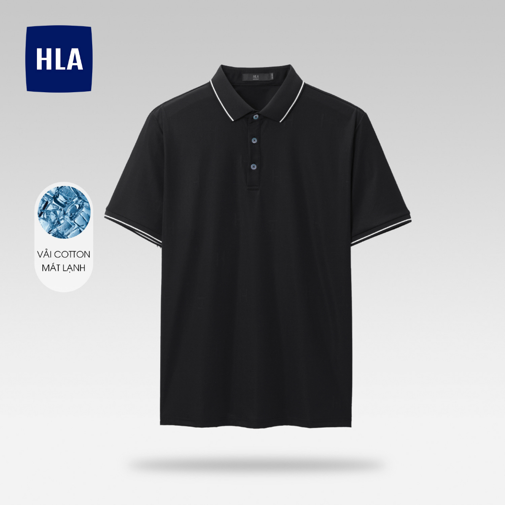 HLA - Áo thun POLO nam ngắn tay viền cổ co giãn tốt Classic white neckline elastic Polo Shirt