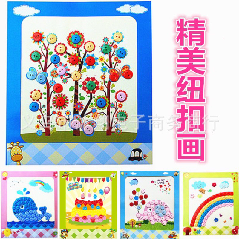 Tranh đính cúc nhiều màu sắc hoạ tiết dễ thương cho bé