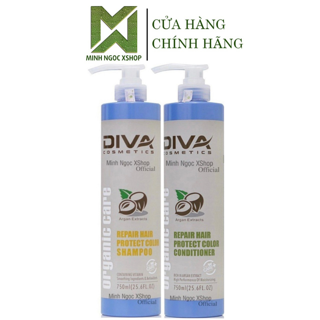 Bộ dầu gội xả, kem ủ tóc, tinh dầu phục hồi giữ màu Diva 50ML - 500ML