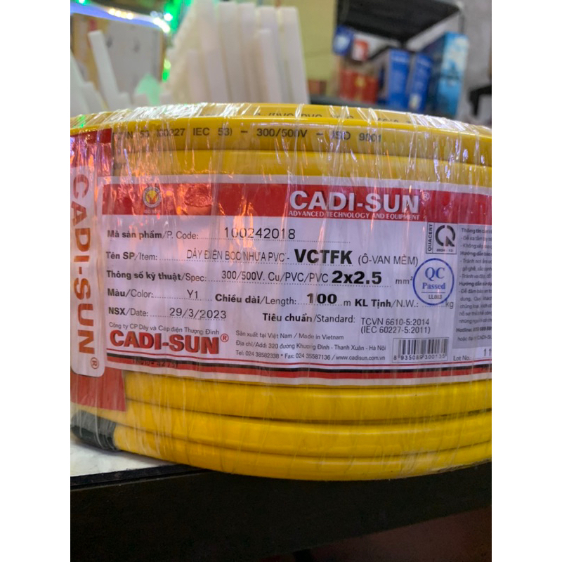 Dây Điện Đôi Cadisun Hàng Chính Hãng 2x0,75/2x1/2x1,5/2x2,5/2x4